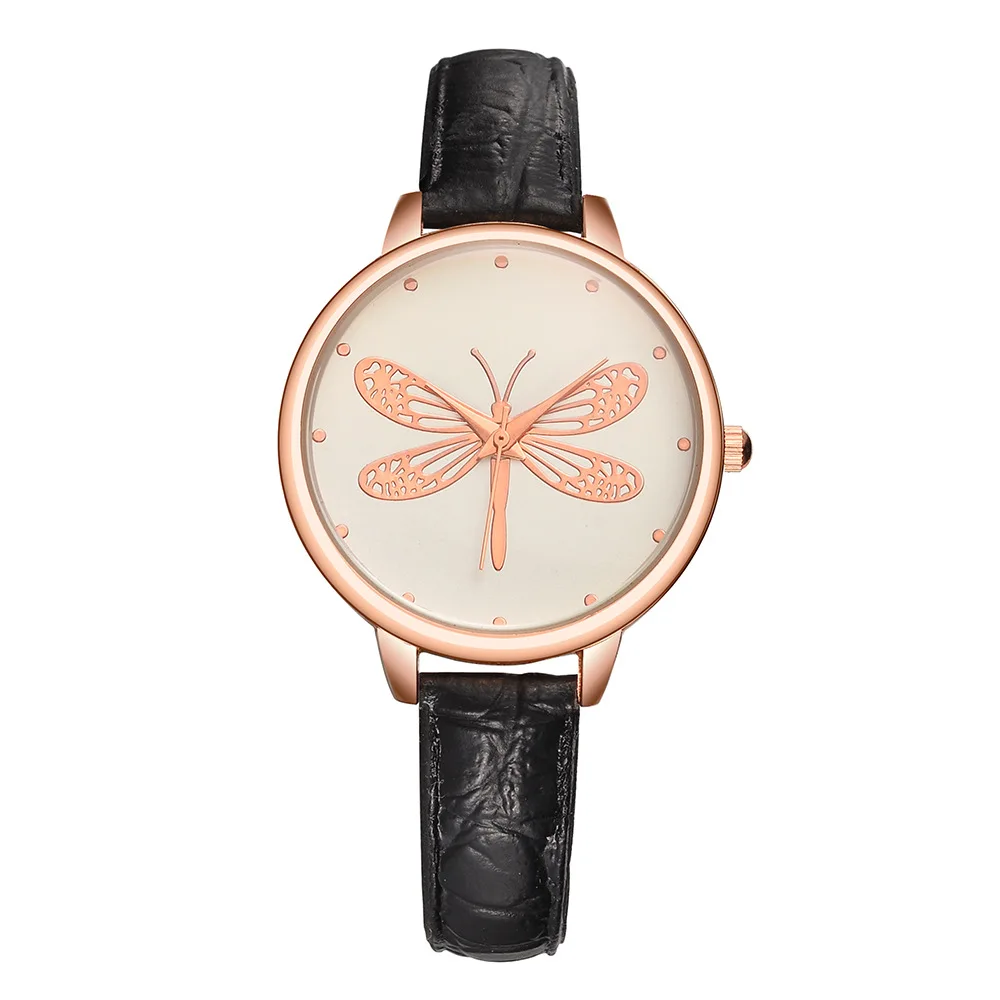 Модные студенческие часы с большой головой стрекоза женские кварцевые