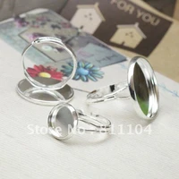 12mm Nickle Free Silver Plated Copper Blank Cap Tray Bases Y Finger Rings Settings 4 Diy Glass CABs Jewelry Findings Wholesale
