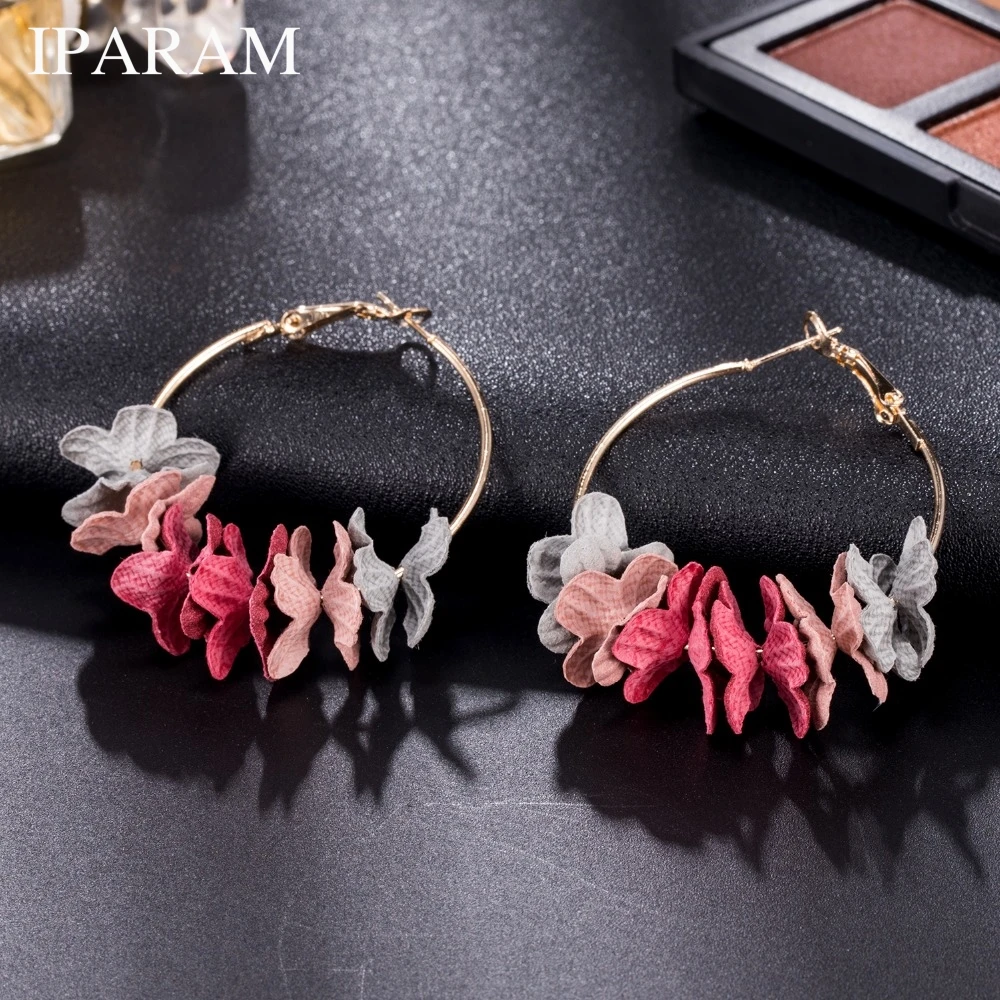 IPARAM корейский 2020 элегантные тканевые цветочные серьги Bijoux Sweety лепесток сплав