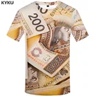 Футболка мужская с объемным рисунком, польская рубашка с принтом денег, Повседневная винтажная аниме одежда в стиле Харадзюку