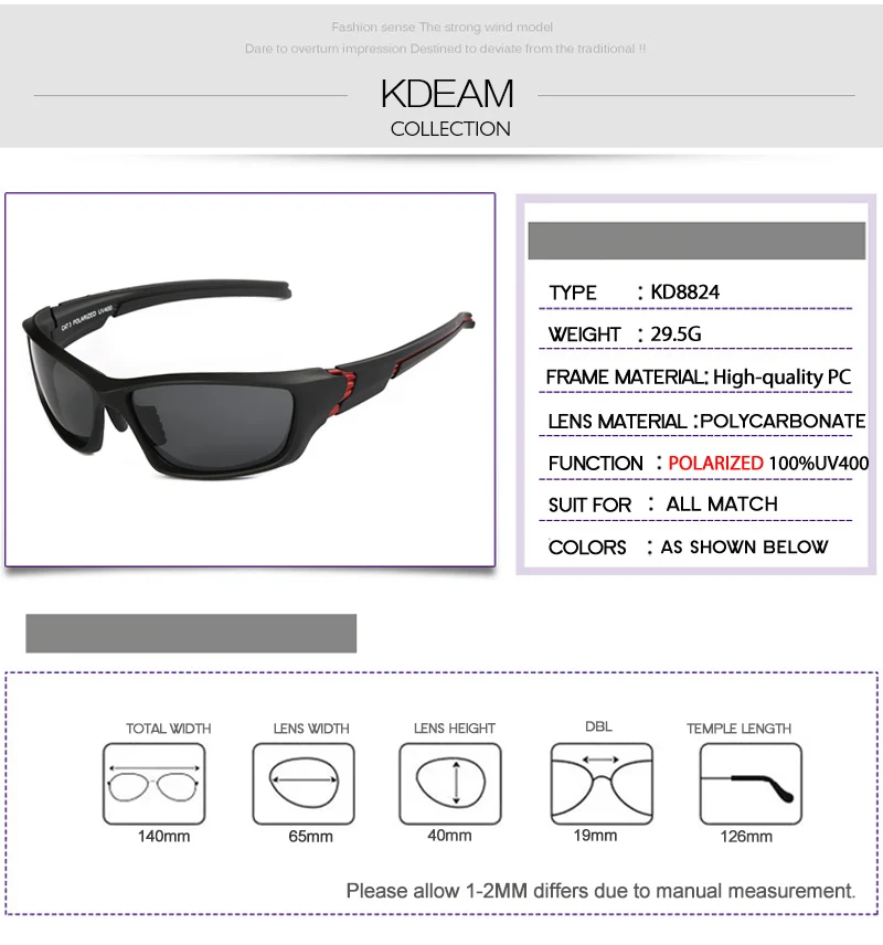 KDEAM Новинка 2017 года спортивные поляризованные солнцезащитные очки Для мужчин