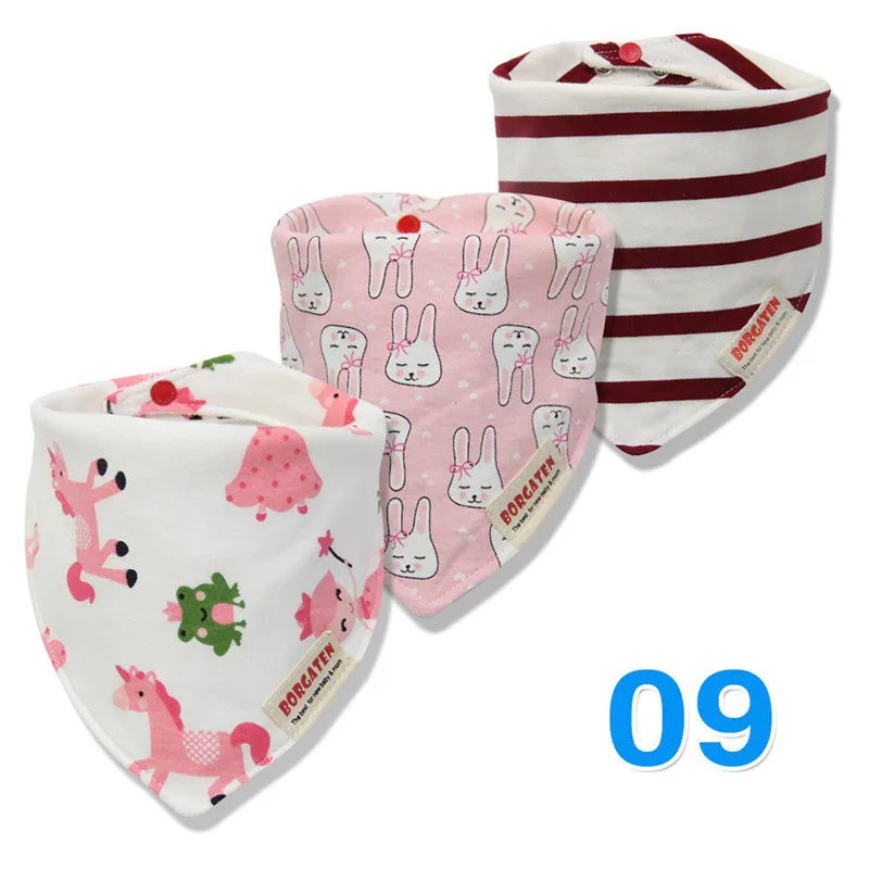 09 3 шт./лот, детские нагрудники, бандана, хлопок, высокое качество, Babadores Para Bebe, слюнявчик для младенцев, полотенце для мальчиков и девочек - Цвет: 09