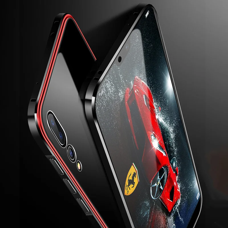 BFOLLOW Роскошный металлический чехол для huawei P20/P20 Pro прозрачное закалённое стекло