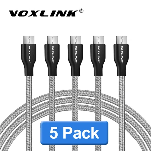 Gray 5pcs cable VOXLINK Micro USB кабель 2.4A телефон Быстрый USB зарядный кабель для Xiaomi Redmi Note5 Micro USB зарядное устройство кабель для передачи данных для samsung USBCord - Цвет: Gray 5pcs cable