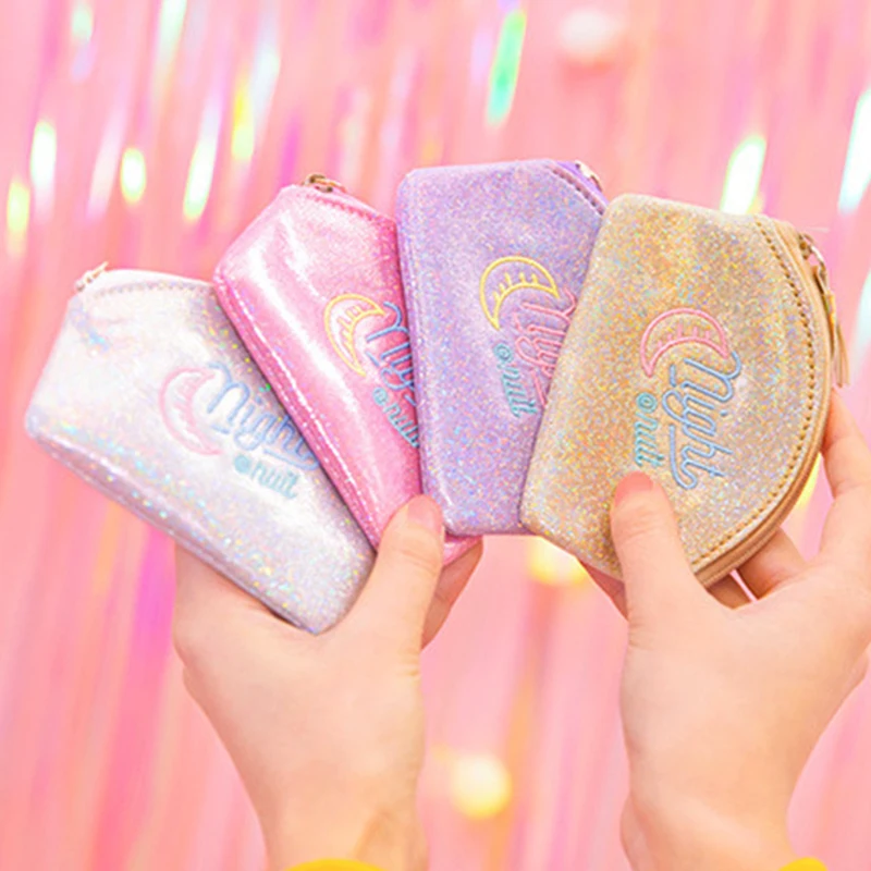 Hologram Zipper Coin Purse Embroidery Small Wallet Women Girls Tassels Mini Money Bag Earphone Key Holder Pouch Lipstick Bags | Багаж и
