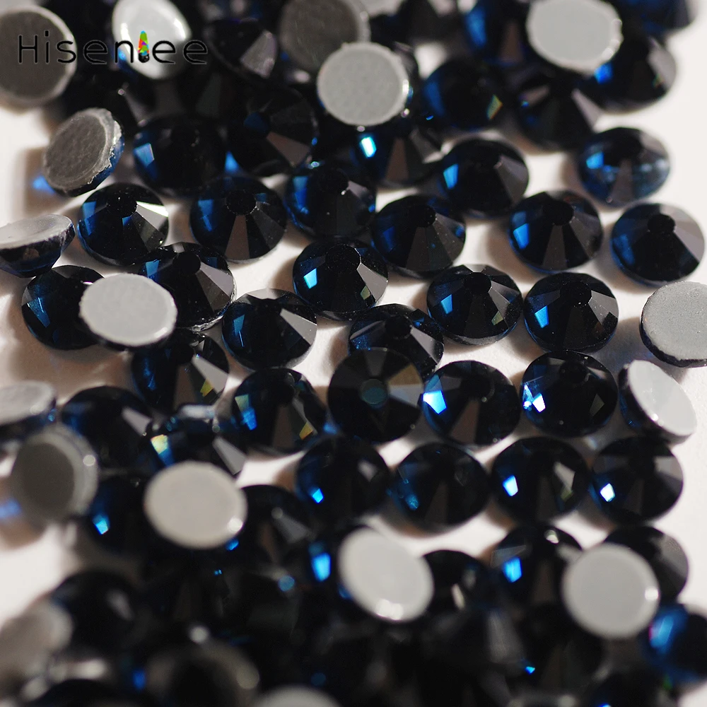 Стеклянные кристаллы AAAA Hisenlee цвет «Монтана» SS3-SS30, стразы для горячей фиксации, стразы для самостоятельной фиксации одежды
