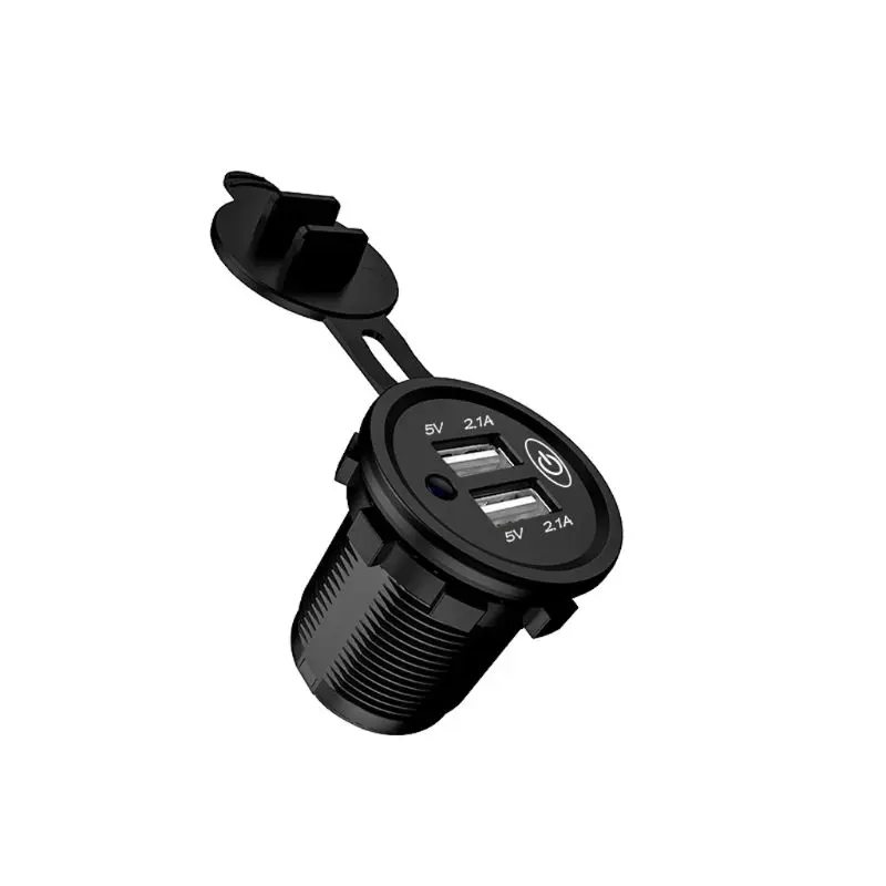 Универсальный 12 V-24 V светодиодный автомобиля мотоцикла лодка 2.1A Dual USB Зарядное устройство гнездо адаптера питания розетка с сенсорным переключателем для мобильного телефона
