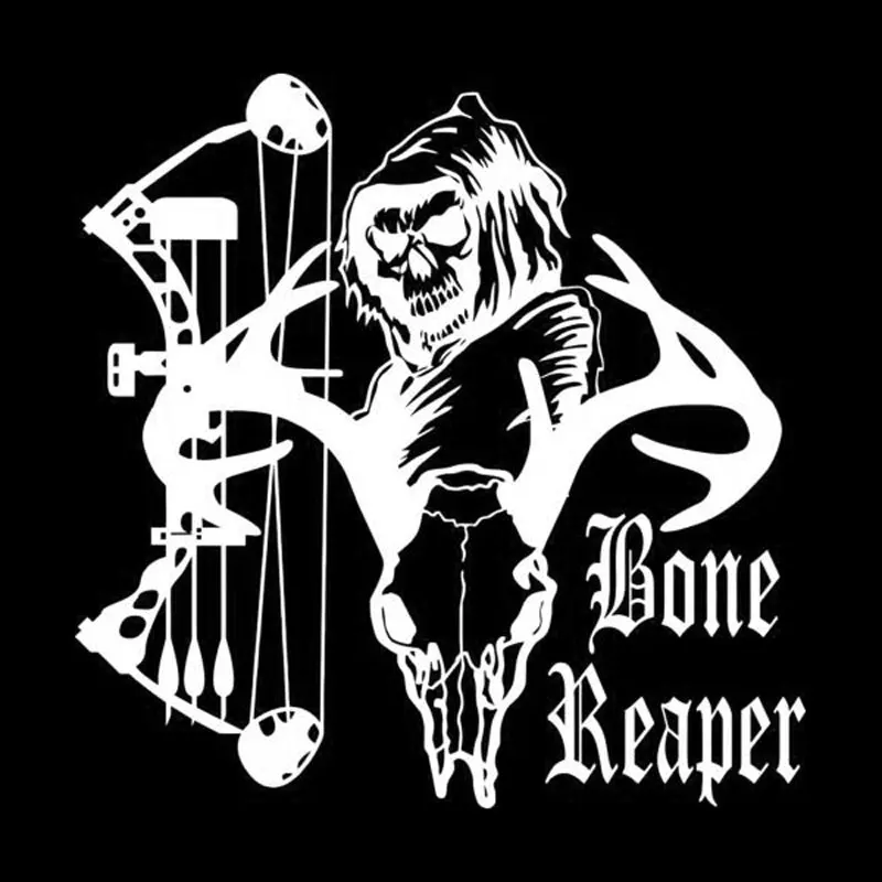 

14.7cm*15cm Personalized Bone Reaper Skull Hunting Vinyl Car Stickers C5-1855