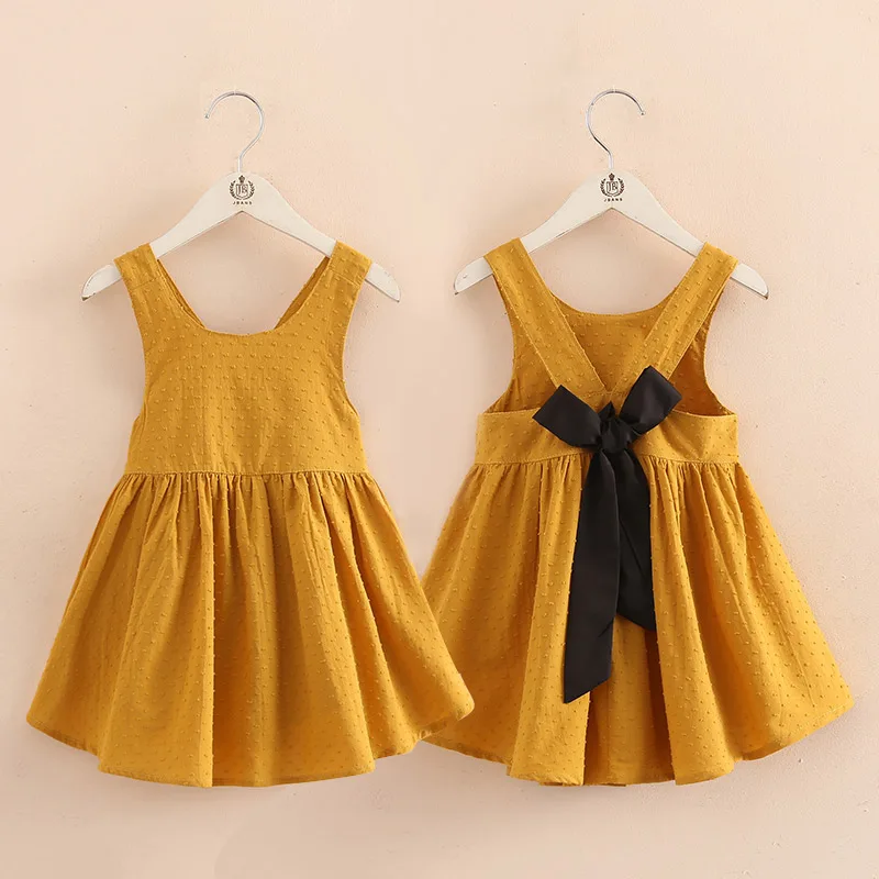 2019 Casual 2 3 4-6 7 8 10 Years Children Cotton Backless Sundress Princess Cute Bow Party Dance Kids Strap Dress Summer Girl | Детская