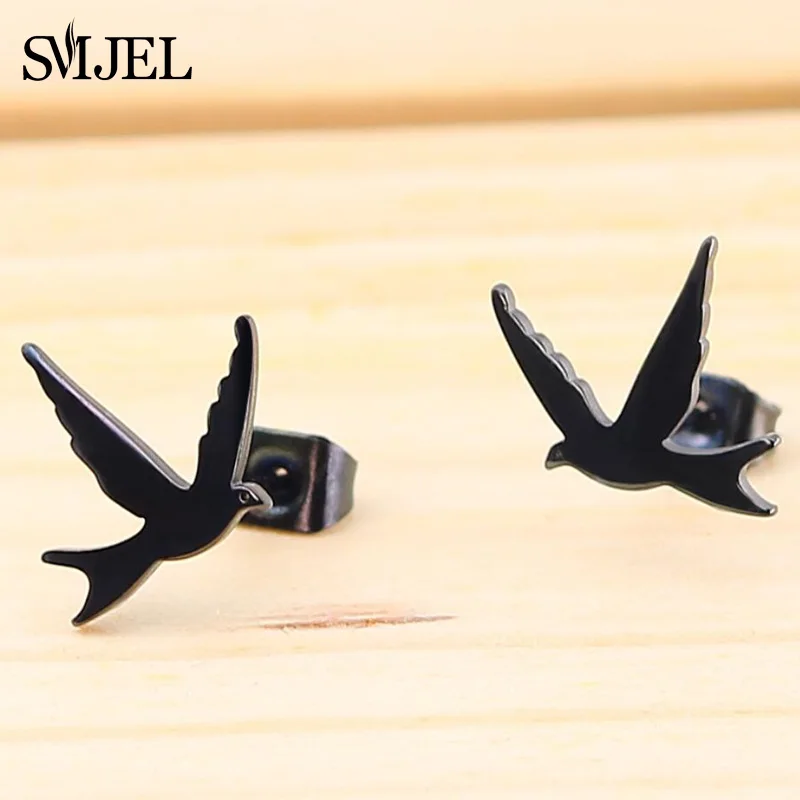 Женские серьги в виде птиц SMJEL из нержавеющей стали с надписью Love Peace Dove