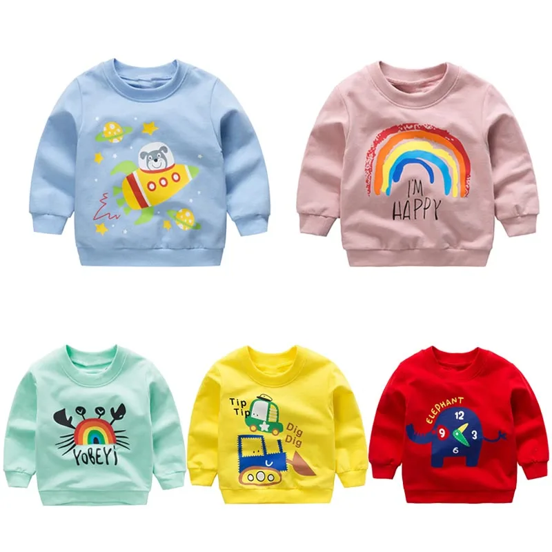 Baby Boys Girls Sweatshirts Autumn Spring Cartoon Cotton Tops Children Long Sleeve Sweatshirt | Детская одежда и обувь