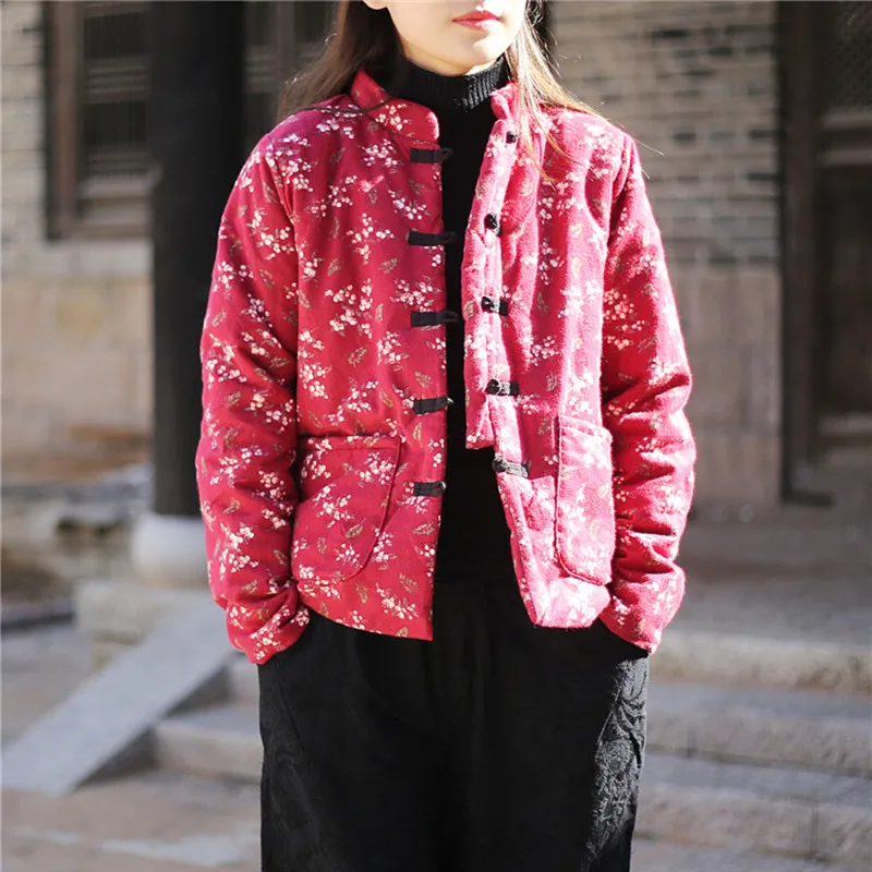 Новинка 2019 зимние парки с цветочным принтом в винтажном стиле пальто длинным