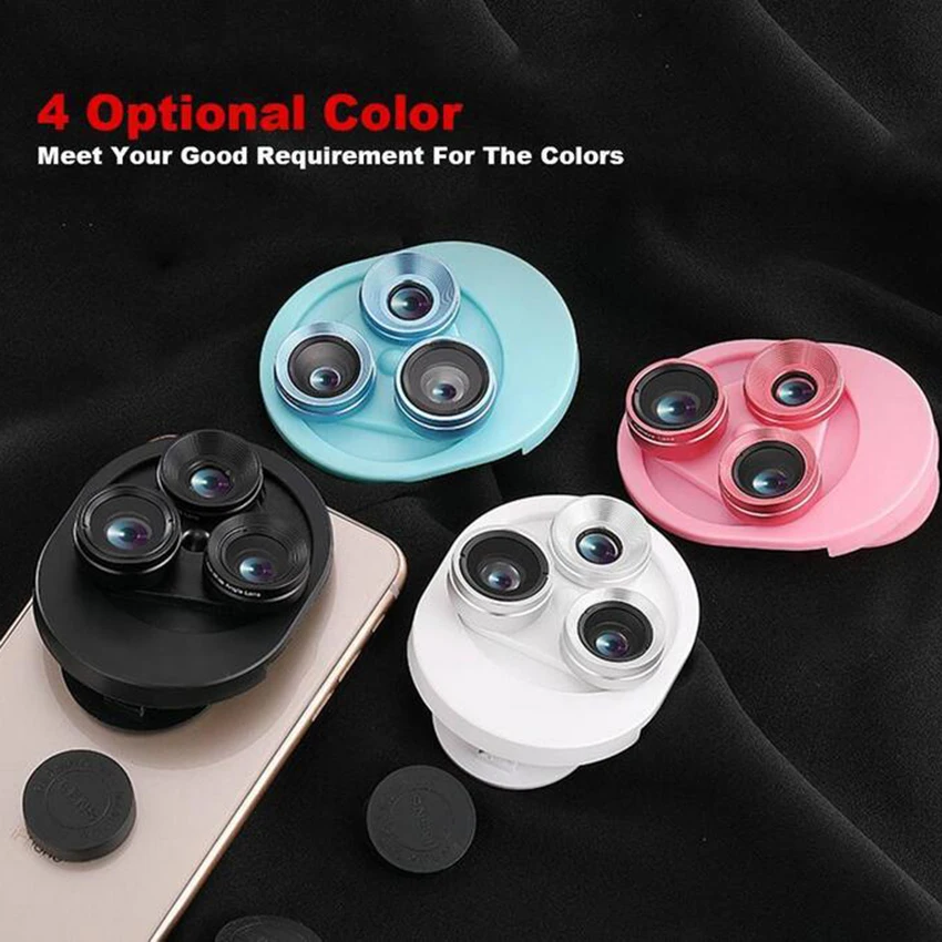 3 в 1 клип на Рыбий глаз объектив камеры + широкий угол макрообъектив для iphone 7 6s plus