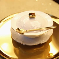 christmas golden butterfly cover with birds nest bowl porcelain relief bowl shark fin soup tremella sugar bowl pudding