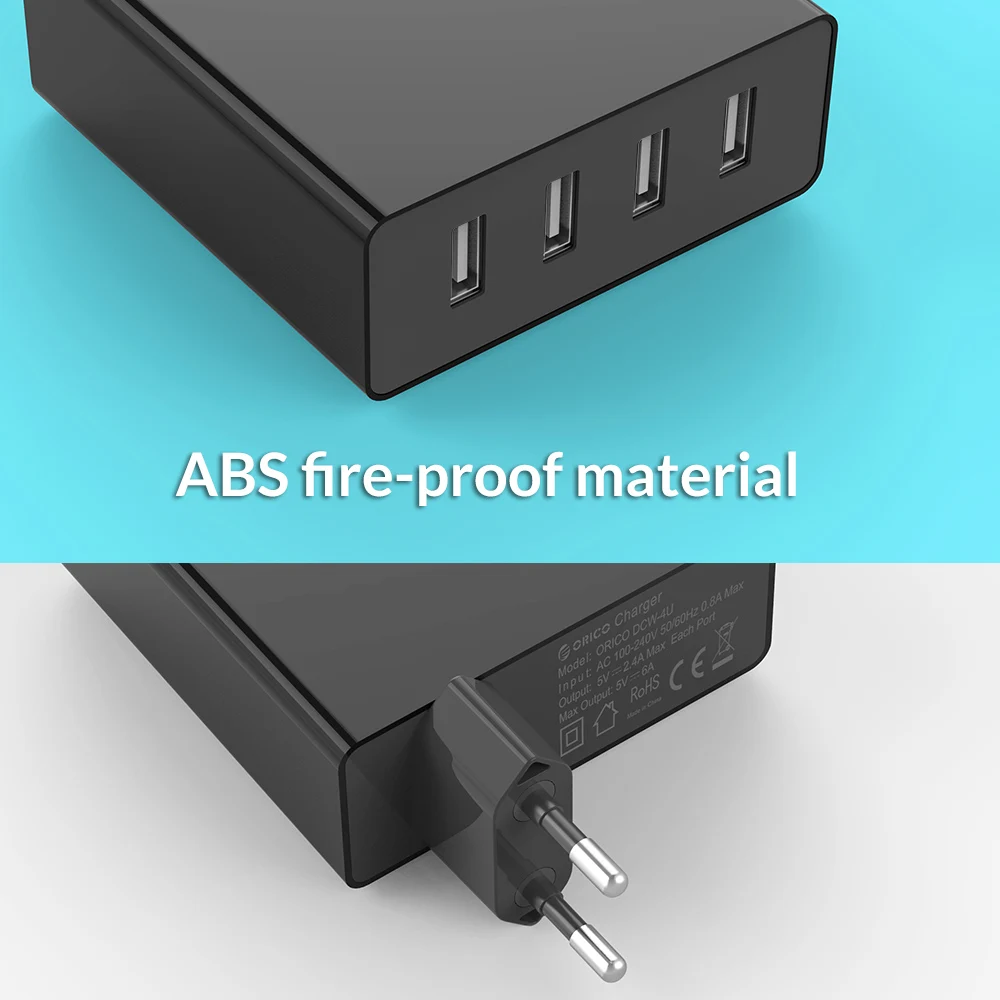 Зарядное устройство ORICO для телефона с 4 портами настенное USB зарядное 5V2.4A * 6A30W