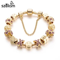 szelam fashion jewelry crystal heart beads bracelet for women gold european diy charm bracelets bangles pulseira sbr160131