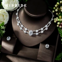 hibride shinning pave cz dubai jewelry sets 2019 women wedding zirconia round shape copper 2pcs bijoux jewelry set n 994