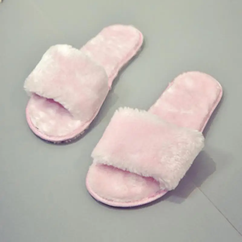 Женские меховые тапки зимние большого размера из плюша и хлопка|Тапочки| |