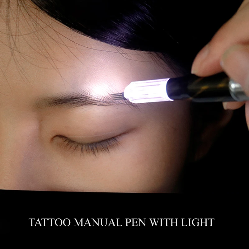 

Microblading Tattoo Accessories Professional Permanent Makeup Manual Pen with LED Light for Micro Eyebrow Lip Hand Tools Supply