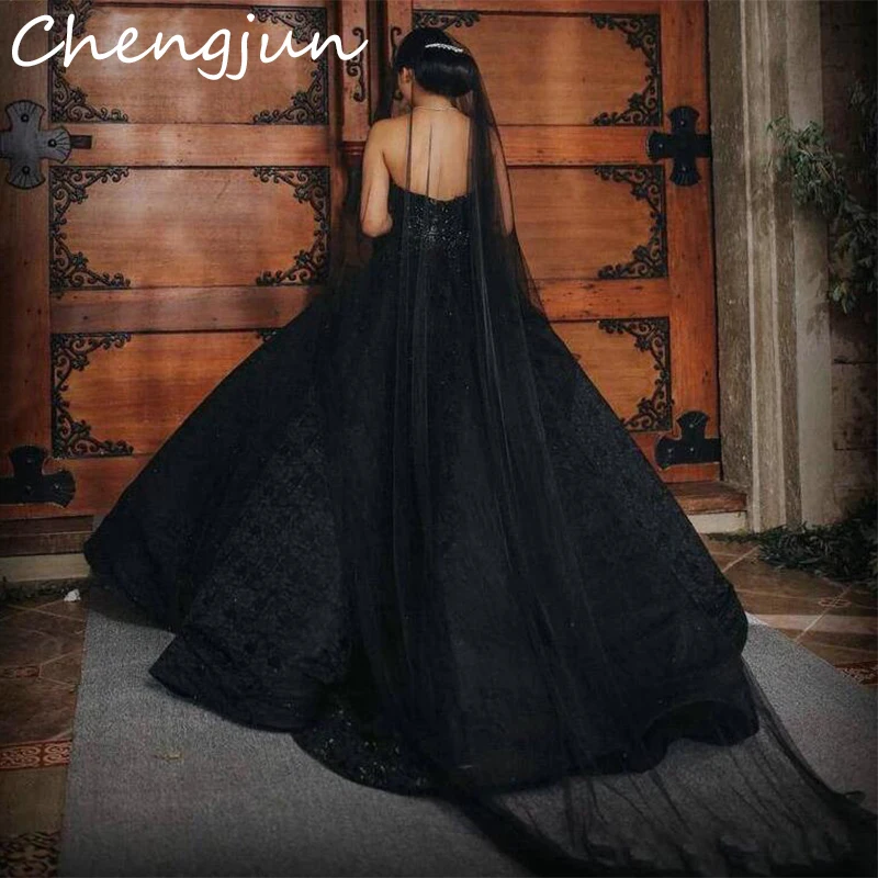 Chengjun заказное милое винтажное кружевное черное бальное платье свадебное в
