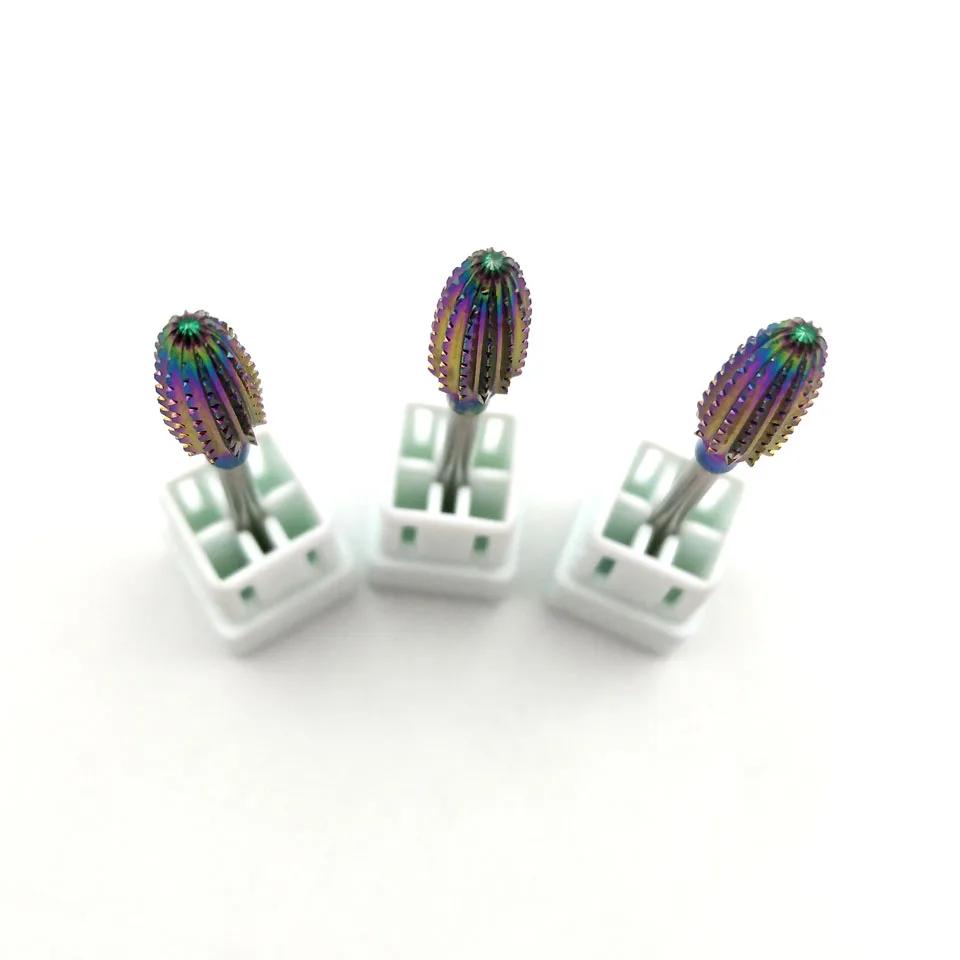 Фрезы для ногтей HYTOOS радужные вольфрамовые твердосплавные фрезы маникюрные