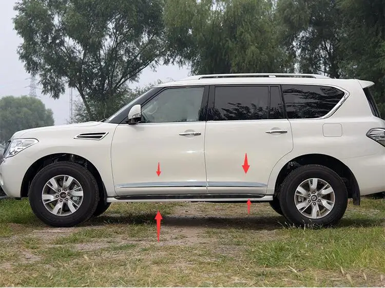 Автомобильный Стайлинг 4 шт. ABS Хромированная Боковая дверь корпус формовочная крышка отделка полосы пластина для Nissan PATROL Y62 2010- Infiniti QX56 QX80