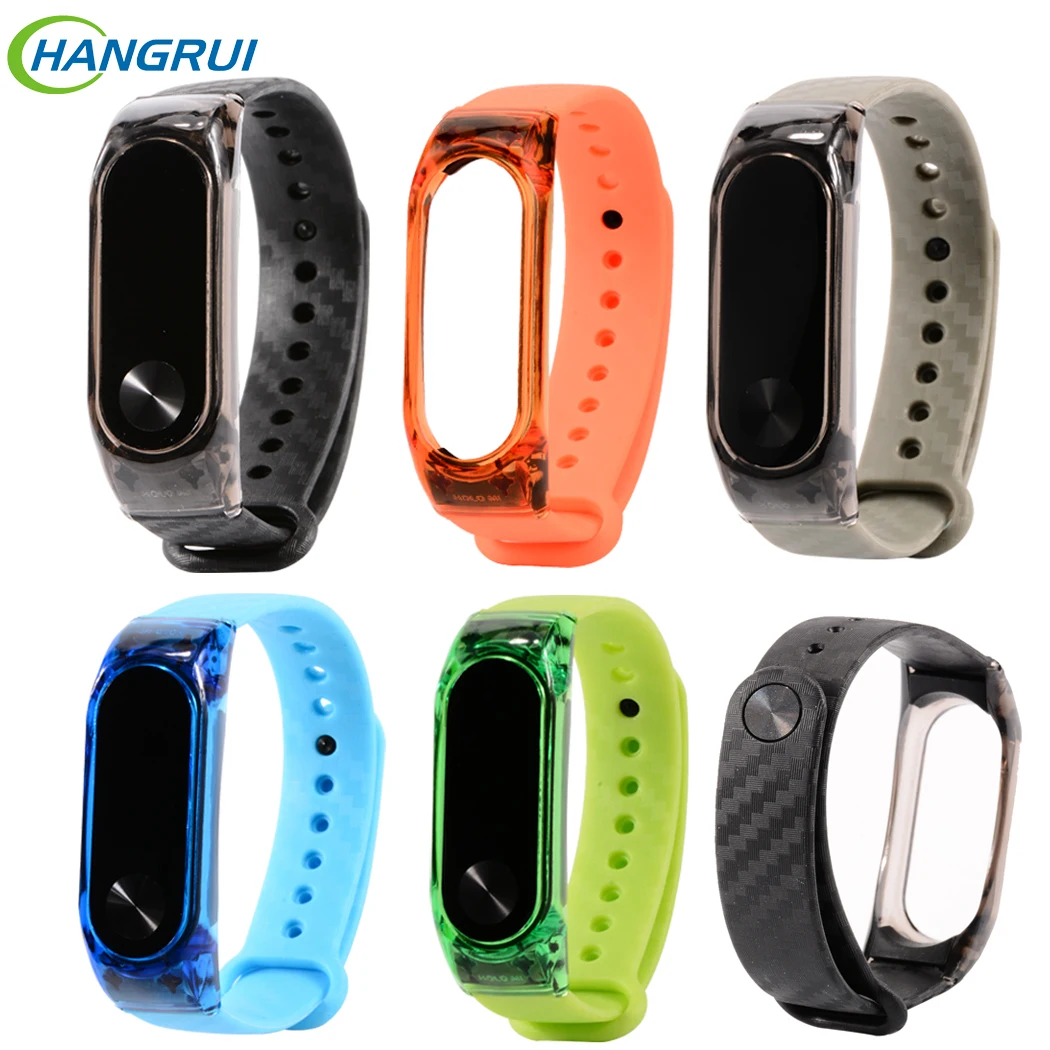 Hangrui Замена для Mi Band 2 Кристальный чехол из углеродного волокна Браслет