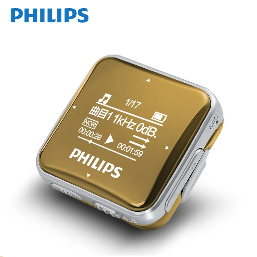Golden Philips мини MP3 плеер Спорт Полный звук большой экран с функцией записи/FM радио бег назад Клип Музыка SA2208 - Цвет: Golden