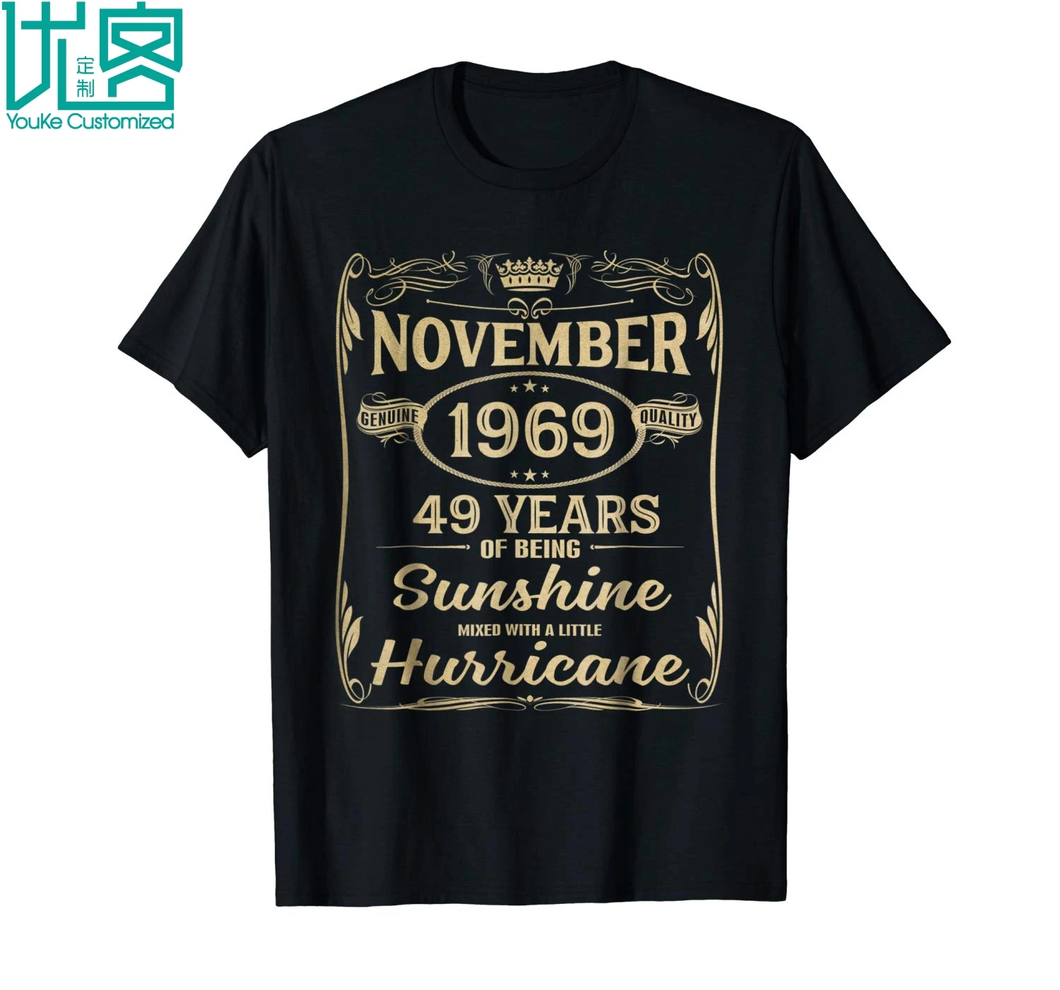 Ноября 1969 49 лет для женщин S футболка на день рождения рубашка 2019 летняя с