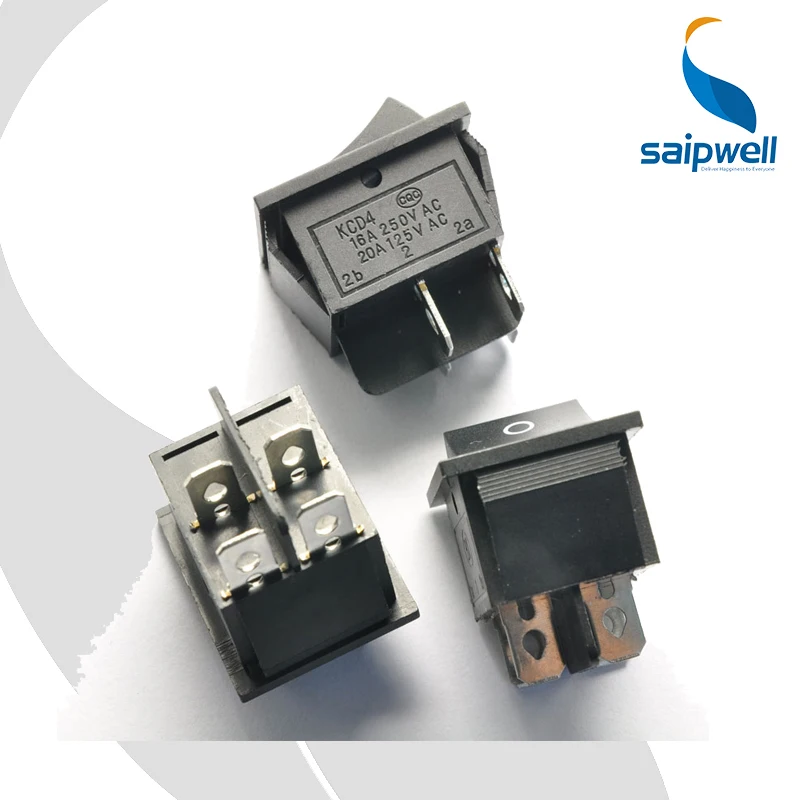 5 шт./лот 15A/30A 250VAC 4-контактный ВКЛ-ВЫКЛ мини черный переключатель лодки