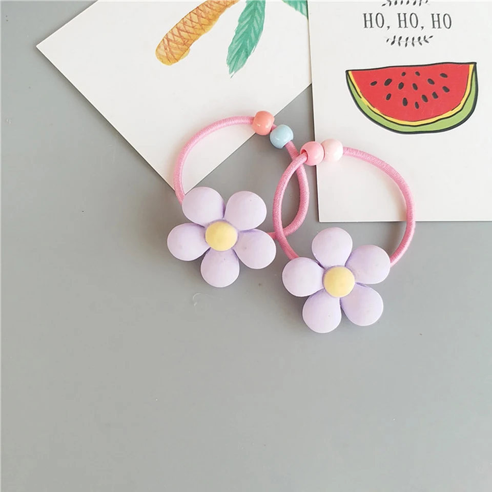2pc/lot Little Girls' Flower Bow Hair Ties Crown Rabbit Bear Patternr Resin Plastic Band Rope Head Decoration HT065 | Детская одежда