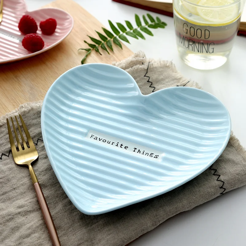 7 дюймов Сердце формы из нержавеющей стали Розовый керамические пластины