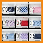 Ikepeibao Официальный Мужской галстук с пейсли, запонки и карманные квадратные подарочные коробки