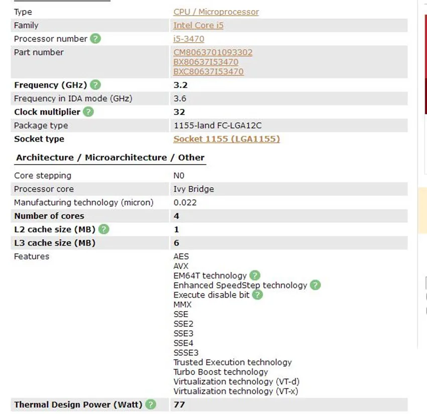 Lntel Core I5 3470 i5-3470 3,2 ГГц Quad-Core LGA 1155 L3 Кэш 6 МБ Desktop Процессор может работать