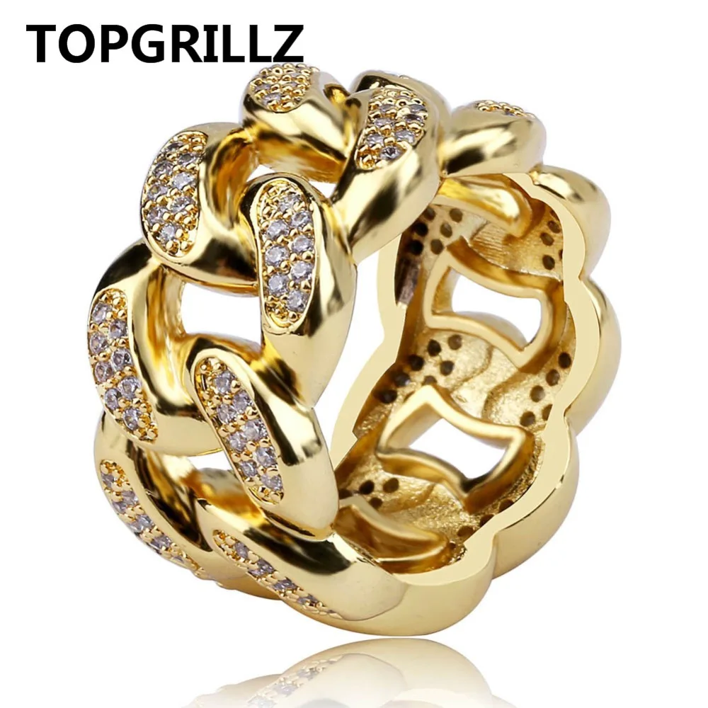 Мужское кольцо TOPGRILLZ из кубинской цепи Ювелирное Украшение в стиле хип хоп