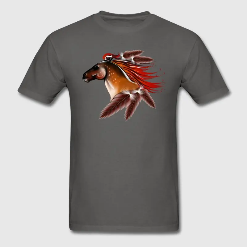 New Style Tshirt Men S-3xl Horse And Red Feathers T Shirt Short Sleeve Tee Tops Comfortable Cool | Мужская одежда