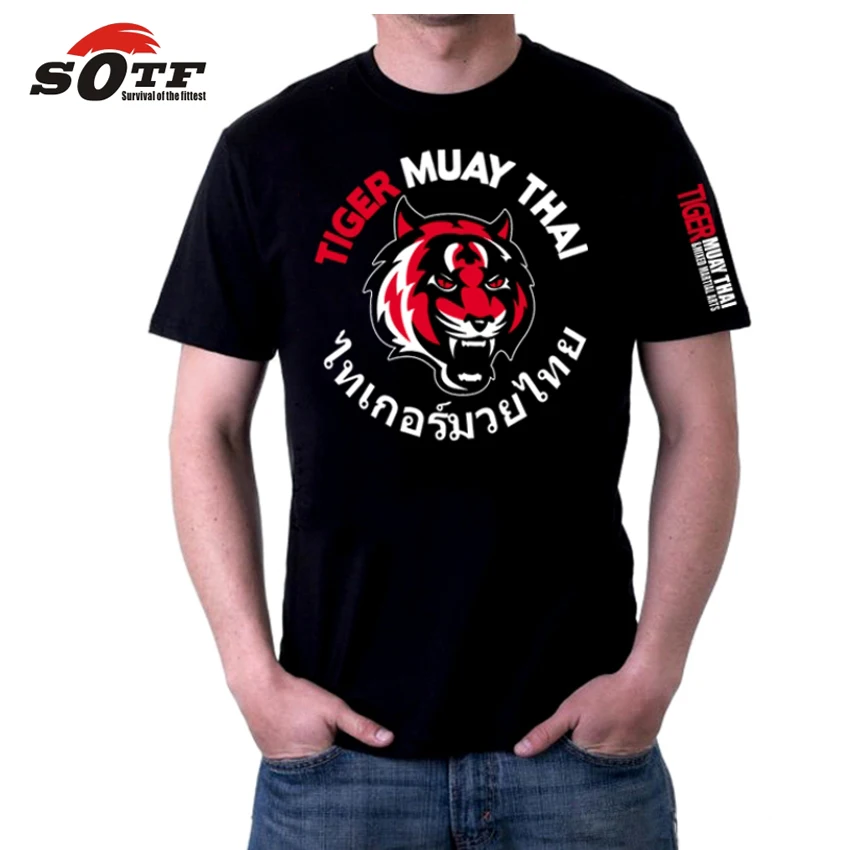 SOTF Tiger muay thai футболки с боксом mma Джерси Муай Тай рубашка боксерская короткая