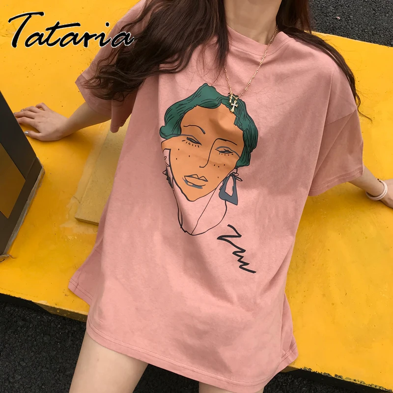 Женская футболка с принтом Tataria свободная Повседневная Длинная Футболка Harajuku
