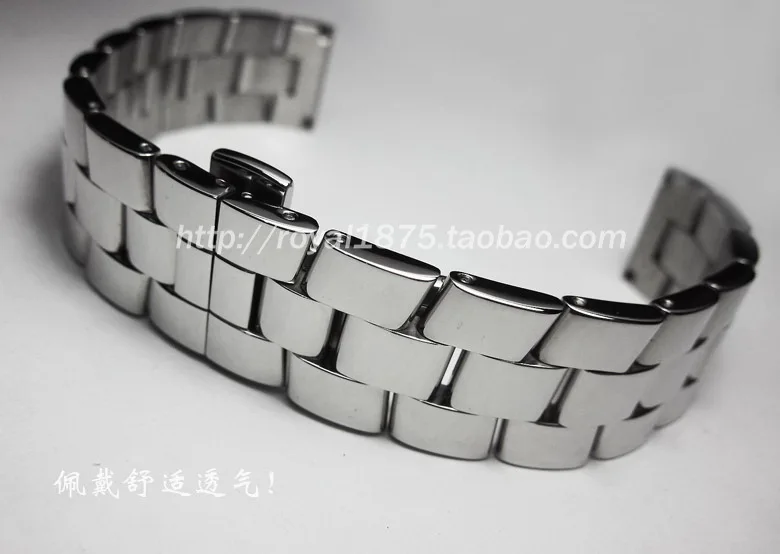 High quality butterfly buckle polished solid 304 stainless steel 18mm 20mm 22mm 24mm steel belt steel bracelet For brand strap
