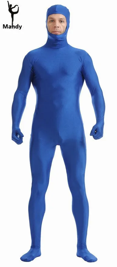 Мужская белая маска унисекс с длинным рукавом из лайкры и спандекса открытая