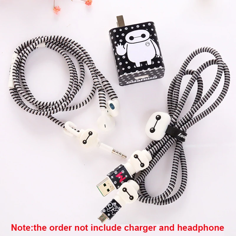 Зажимы для кабеля в виде персонажей мультфильмов защита для usb-кабеля зарядное устройство стикер наушники спиральный usb-шнур с зарядным устройством для Iphone для huawei Glory 9/V8/V9/mate 8/P9