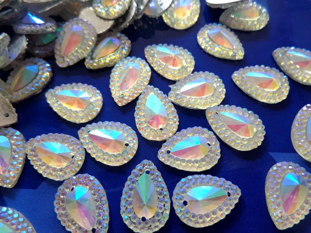 Прозрачные стразы в форме капли с плоской задней поверхностью 10*14 мм полимерные