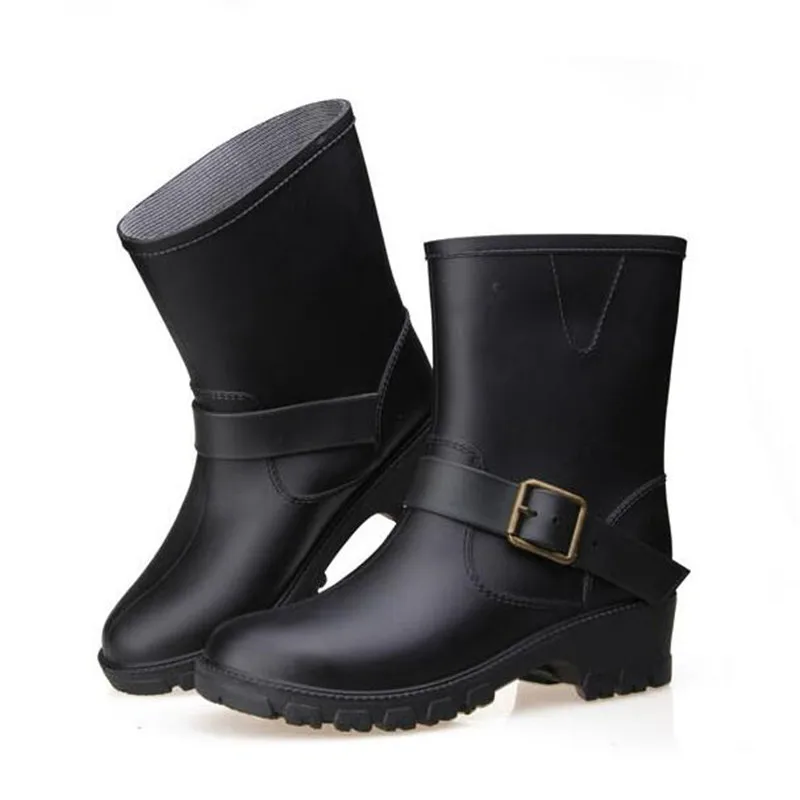 2017 Обувь Женщина Дождь Сапоги Сплошной Цвет Скольжения На Лодыжки Мартин