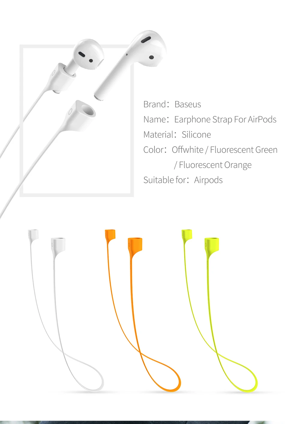 Baseus силиконовый ремешок для наушников для Apple Airpods Airpod анти потеря ремень Магнитная Петля веревка для Air Pods аксессуары для струн