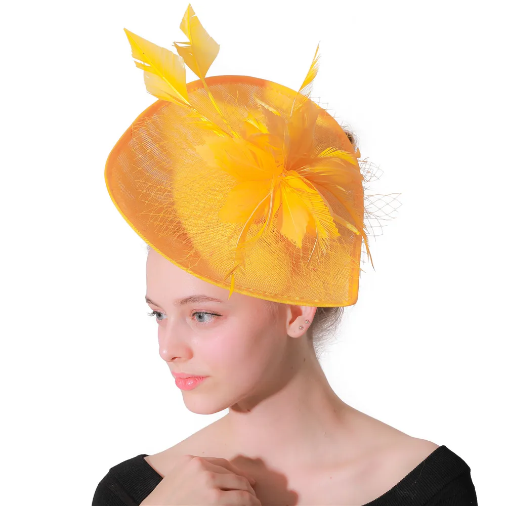 Elegant Lady Women Feather Fascinator Derby Chapeau Hair Clip Headwear Wedding Party Accessory Sombrero Female Fedora |