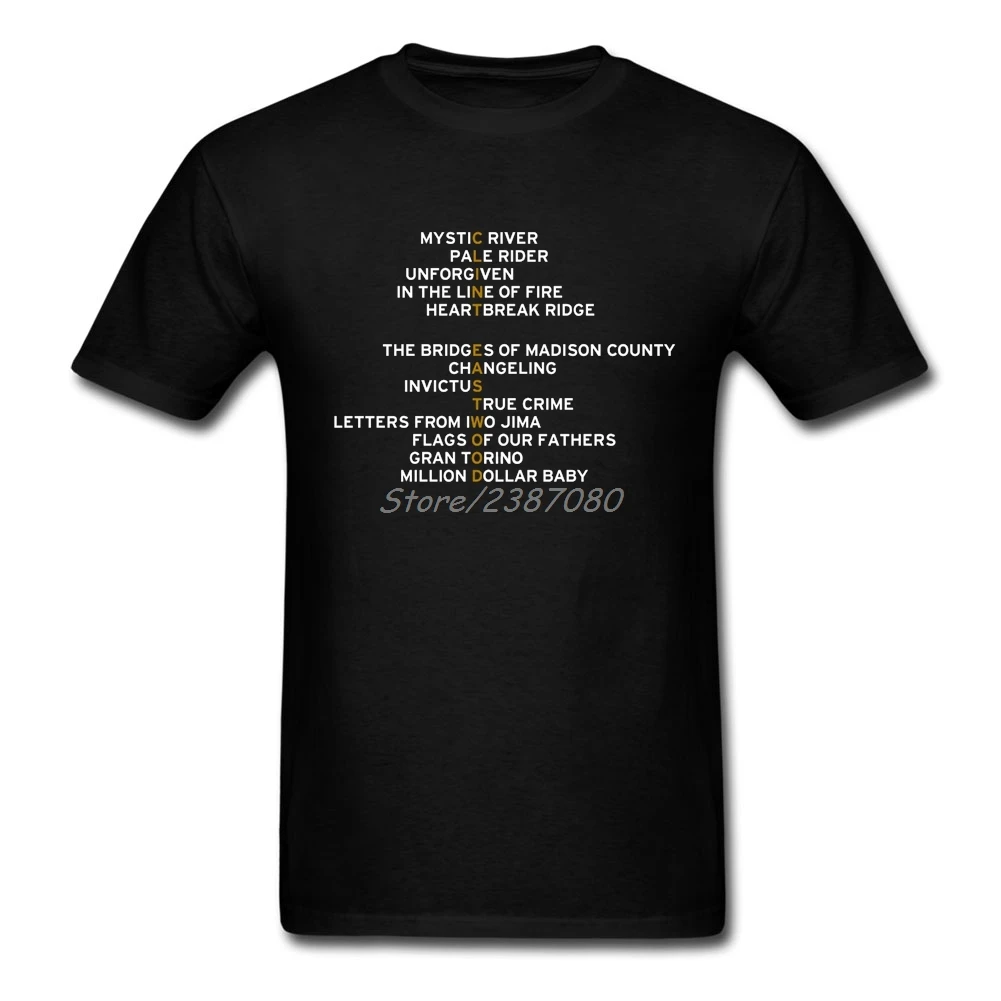 Клин Иствуд футболка на заказ короткий рукав Для Мужчин's Футболки Поп Camiseta