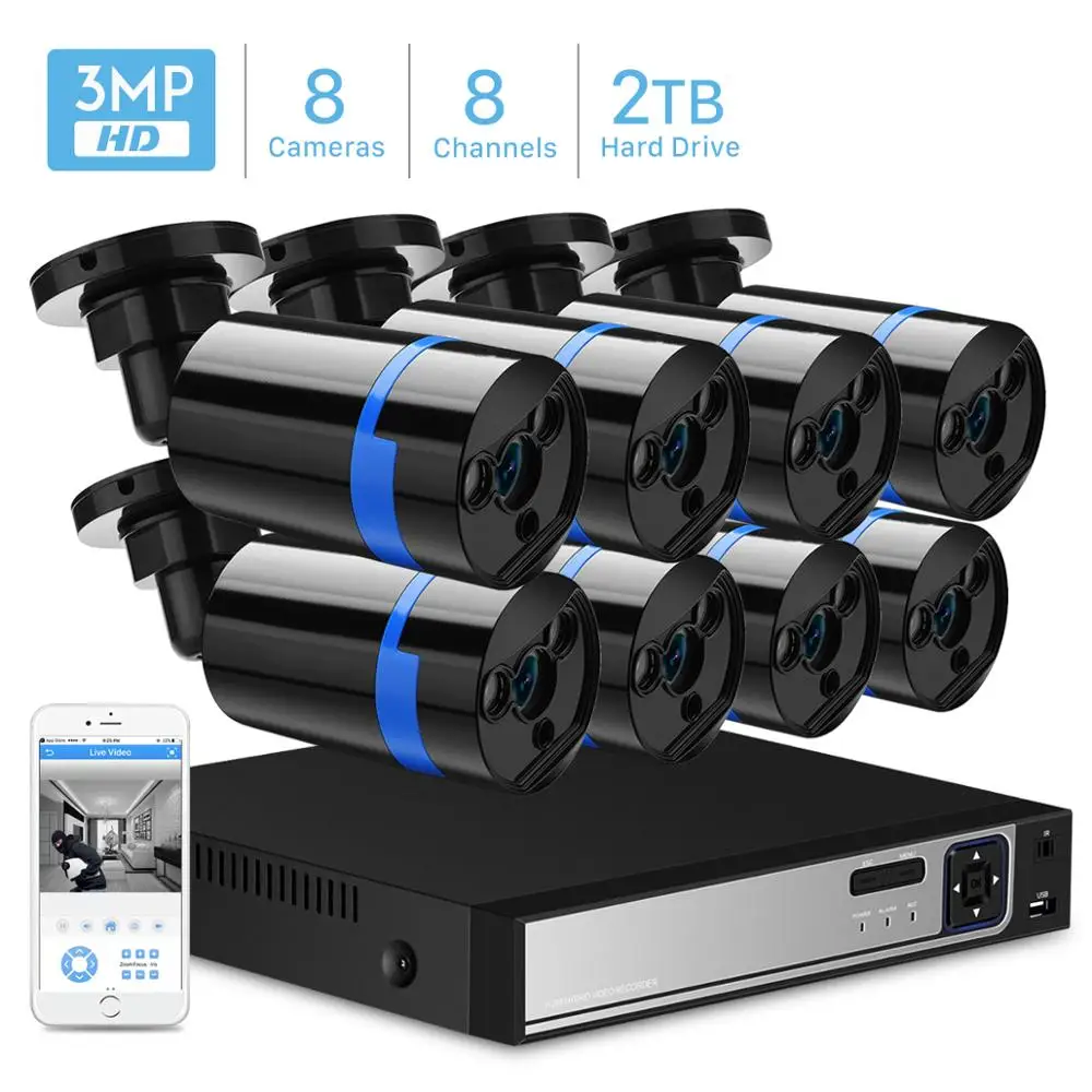 ANBIUX 4ch 1080 p CCTV Камера Системы PoE H.265 4 шт 2mp комплект видеонаблюдения 48 V