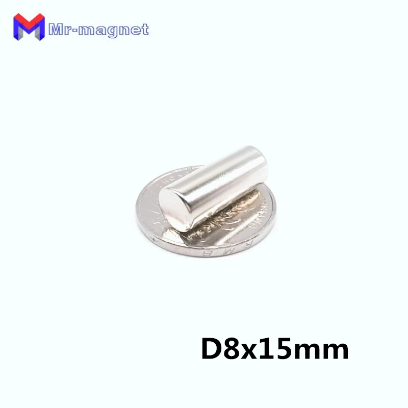 Магнит цилиндрический, 8 х15 мм, 8 х15 мм, 100 шт.
