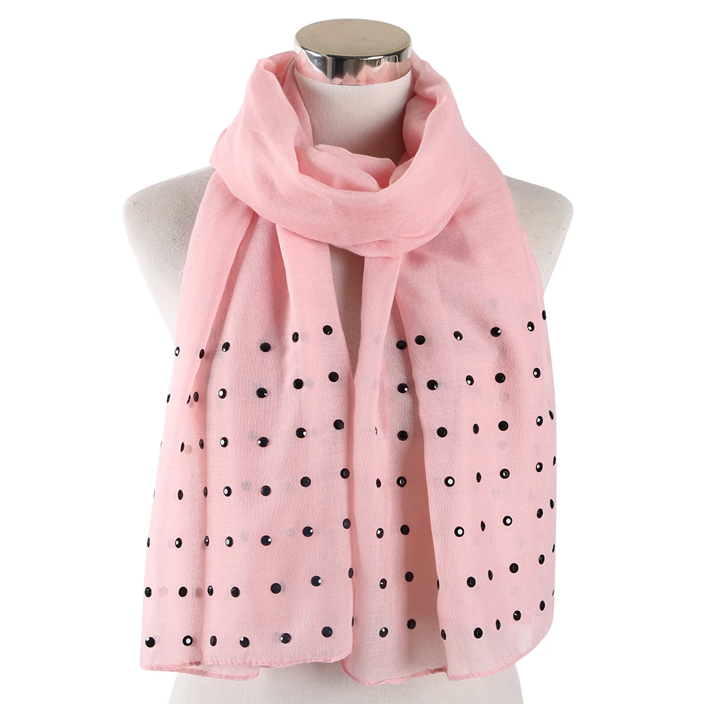 FOXMOTHER женские белые розовые однотонные шарфы с бусинами шпильки шарфы шаль палантин мусульманский хиджаб шарфы Палантин из фуляра femme