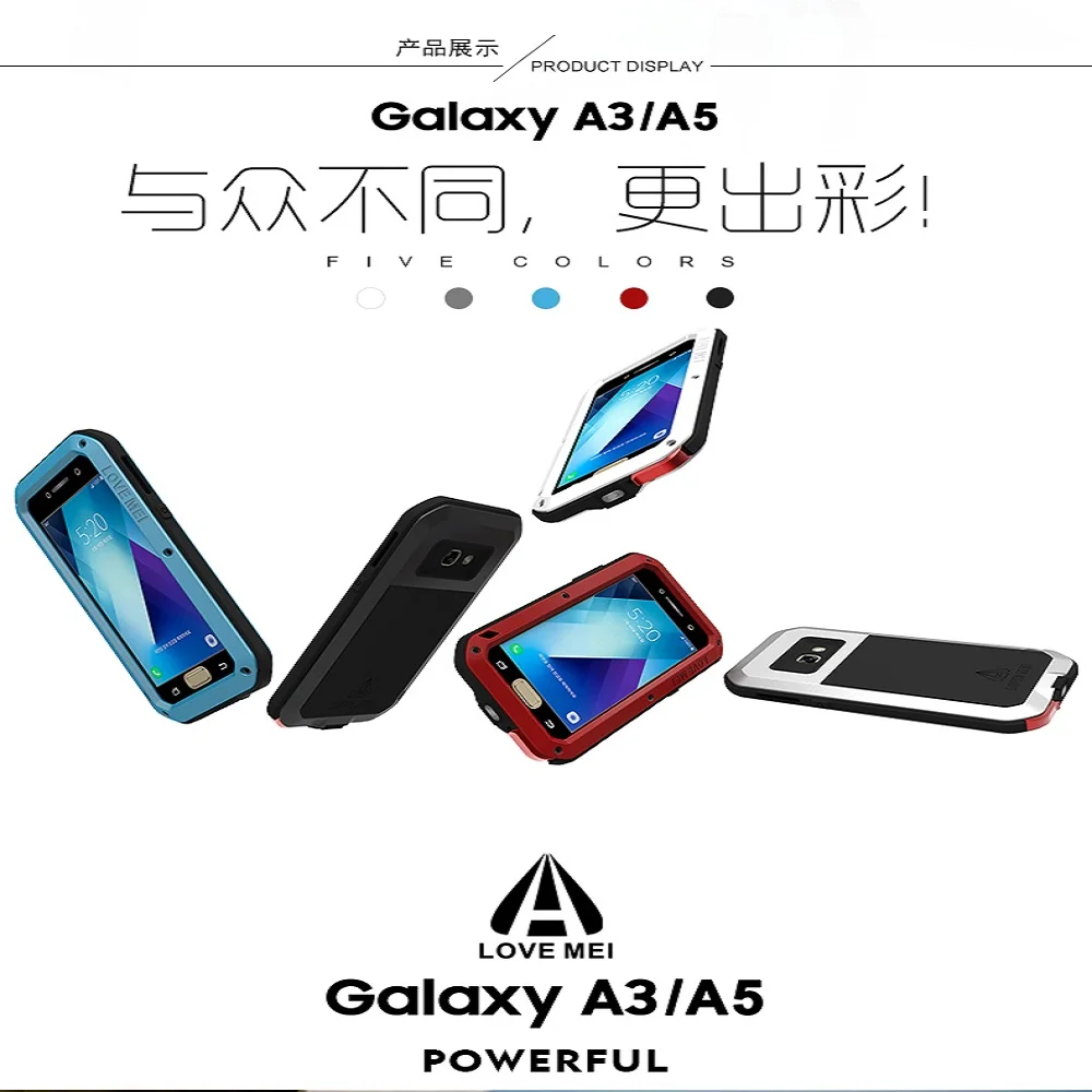 2017 A3 A5 LOVE MEI чехол Gorilla glass для samsung Galaxy A320 A520 противоударный металлический